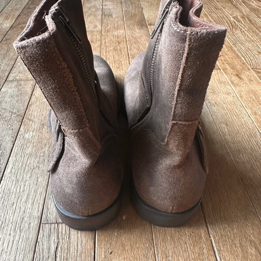 Banana Republic Suede Moto Ankle Boots Mens 8.5 Buckle Brown Rugged Biker Urban
